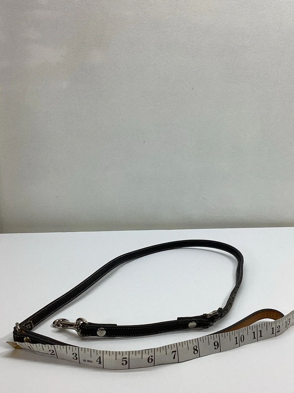 Coach jacquard and leather dog leash in black and gray